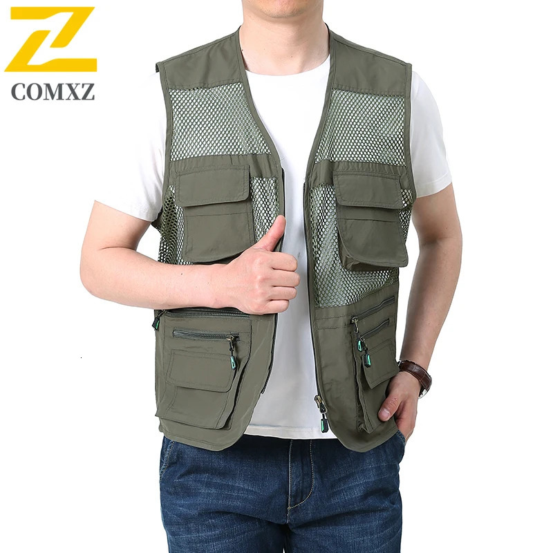 8xl Plus Size Mesh Vest Mens Spring Casual Fishing Quick Dry Sleeveless Work Jacket Outdoor Pographer Multi-pocket Waistcoat 250717