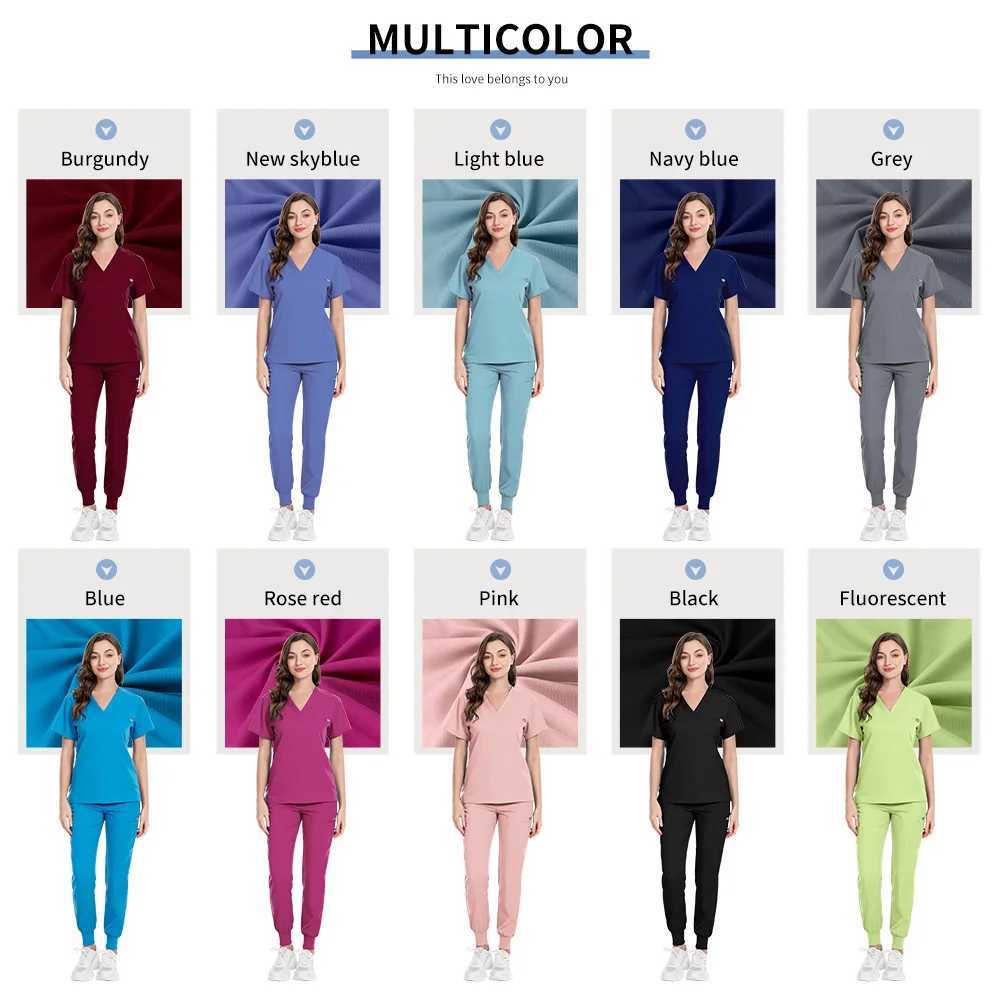 Wholesale Health Service Nursing Uniform Set Costume Women Jogger Suit Spandex Fashion Nurse Accessories Medical Workwear Unisex Z250718