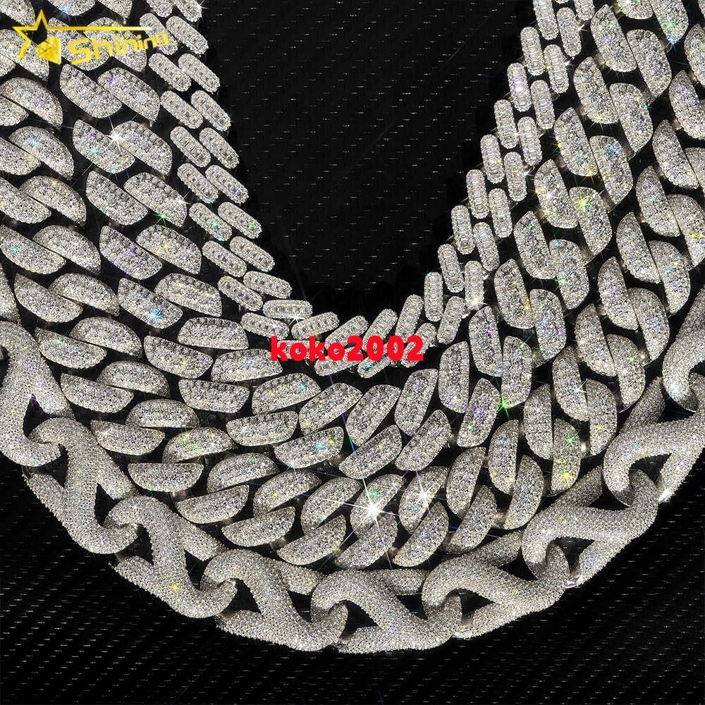 Wholesale 6MM 8MM 10MM 12MM 15MM Hip Hop VVS Diamond Necklace Bracelet Dropshipping Silver Iced Out Moissanite Cuban Link Chain