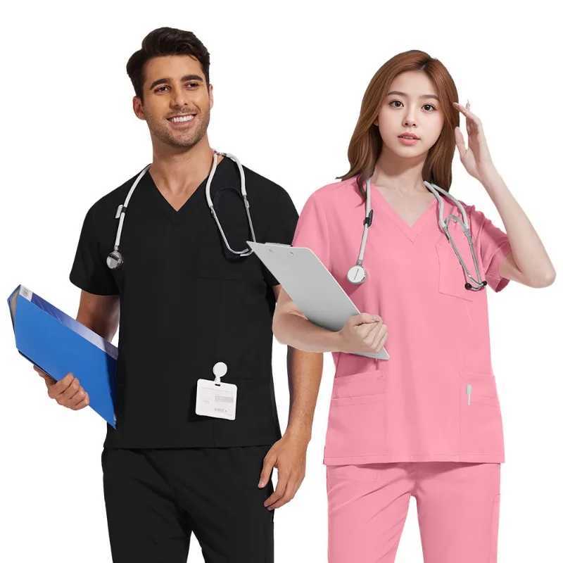 Clinical Green Gray Blue White Sanitary Dentist Medical Nursing Veterinary Surgical Uniform Men Work Wear Jogger Man Scrubs Set Z250718