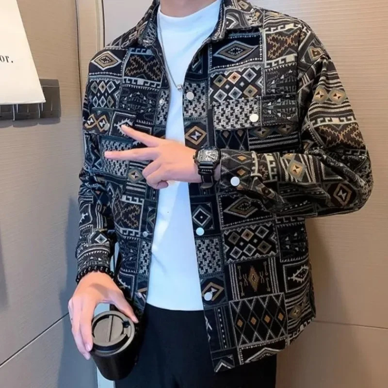 With Print Trendy Denim Jackets Men Autumn of Fabric Aesthetic Menswear Casual Cowboy Coat for Men Korean Clothes Y2k. 250717