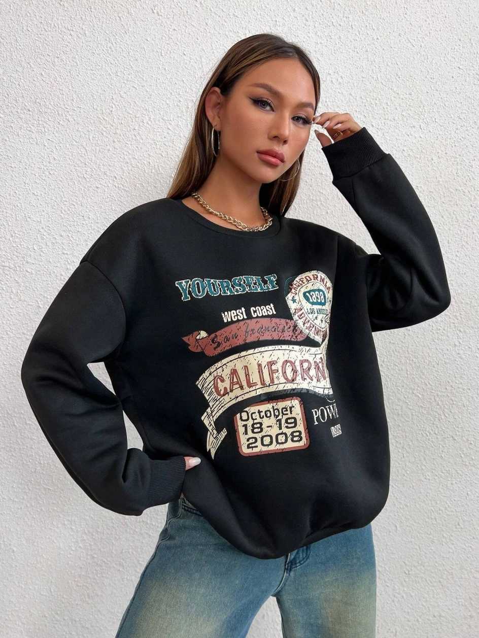California Yourself Letter Printed Women Sweatshirt Harajuku Casual Hoodie Fashion Loose Hoodie Warm Vintage Fce Fe Tops XJ250717
