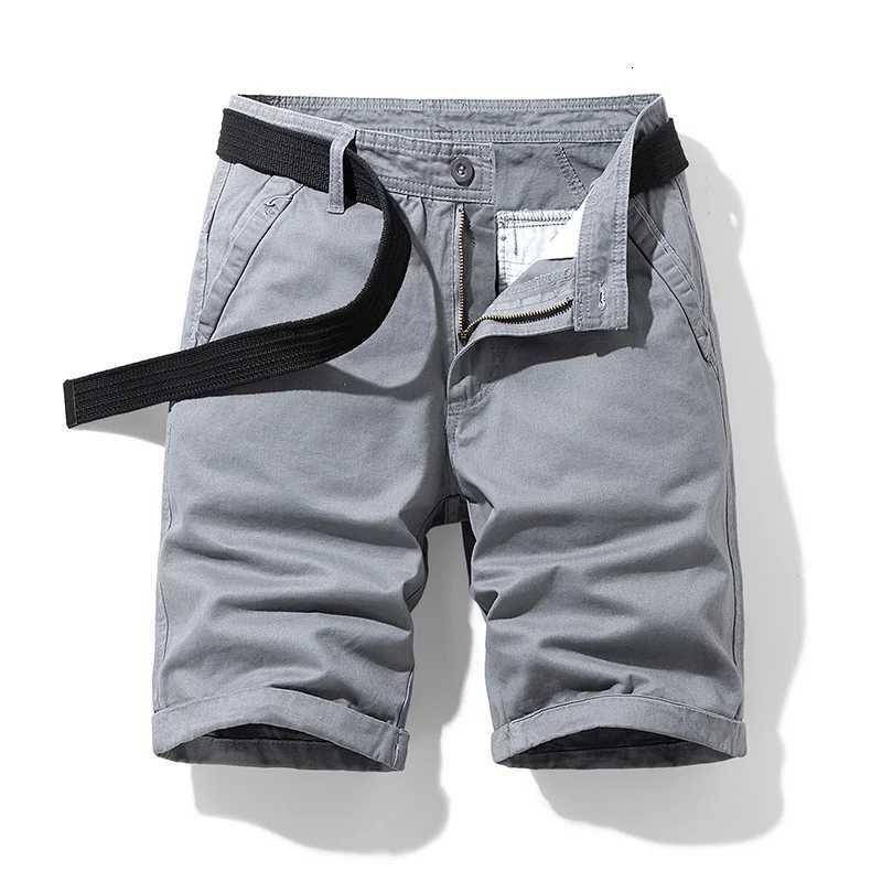Summer Cargo Shorts Men 00% Cotton Solid Casual Short Pants Black Khaki Military Jogger Cargo Shorts No Belt Mens Clothing 2022 W250718