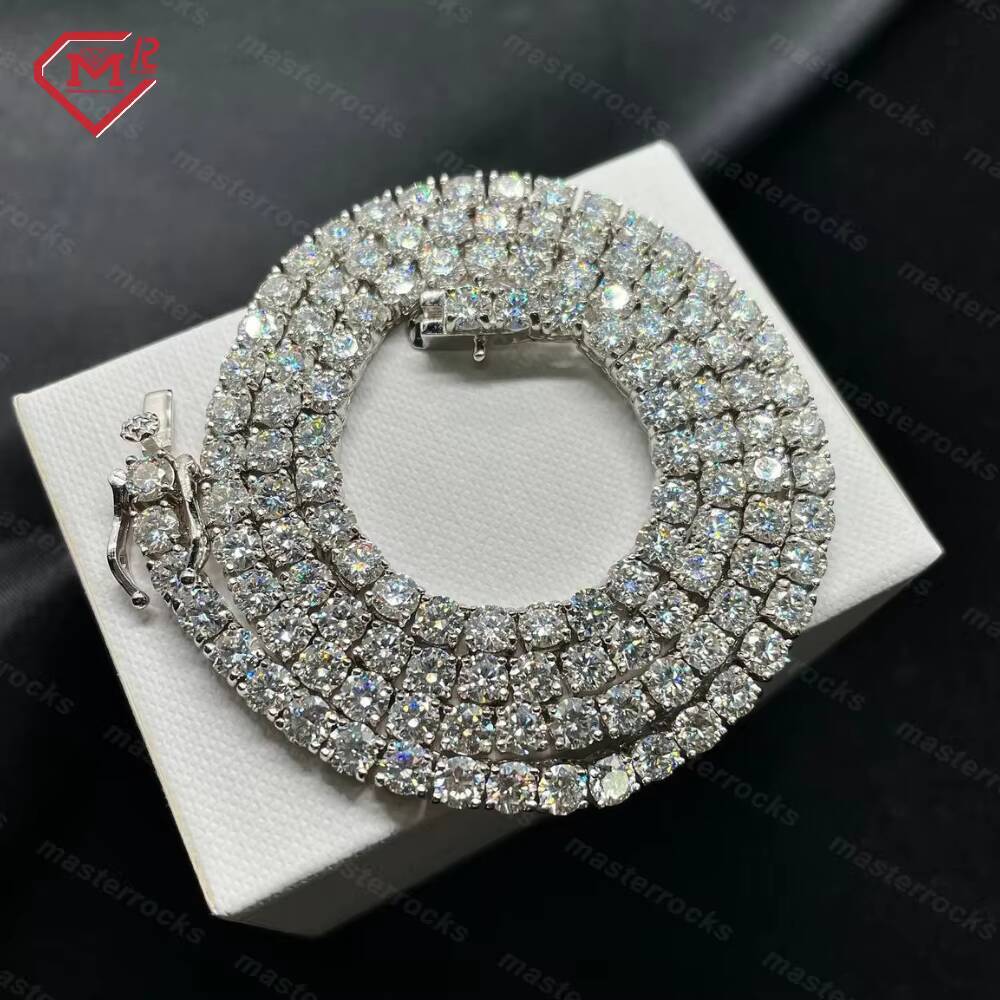 Ready to Ship 4mm S925 Tennis Link Hip Hop Pass Diamond Test Def Vvs Moissanite Diamond Iced Out Tennis Chain Necklace