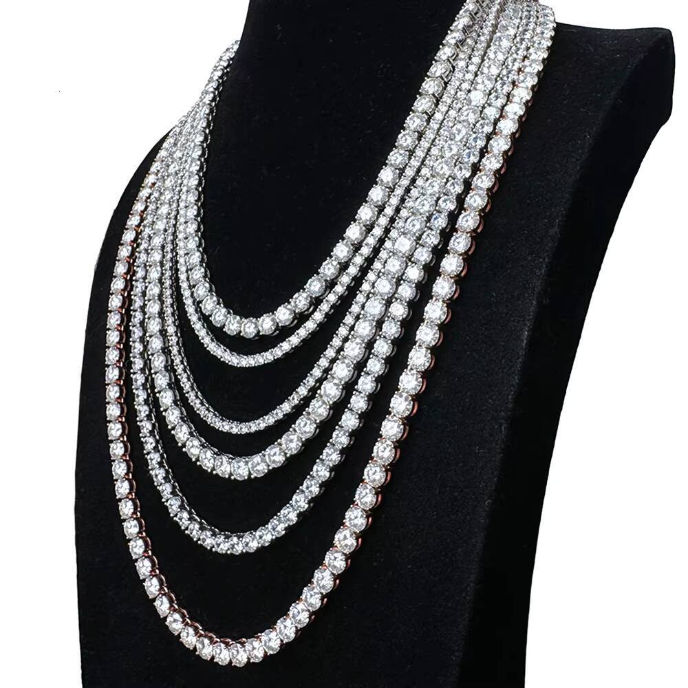 Factory Price 3MM 4MM Tennis Chain 925 Sterling Silver Custom Hiphop Iced Out D VVS Tennis Chain Moissanite