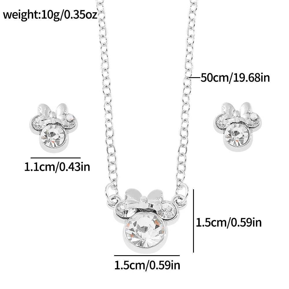 Simple Shiny Zircon Minnie Pendant Necklaces Earrings for Girls Jewelry Set Collar Accessories Gift X250718