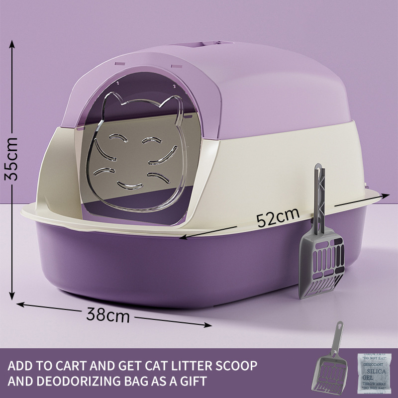 Cat litter box disinfection, odor prevention, fully enclosed cat toilet box splash prevention, preferred large three-layer fully enclosed design