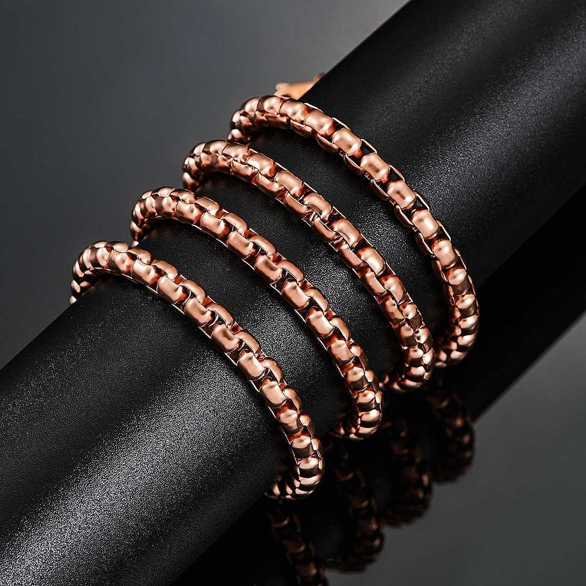 1 Piece 2mm/m/4mm/5mm Thickness Rose Gold Color Link Jewelry Classic Curb Necklace Stainless Steel Chain for Men X250718