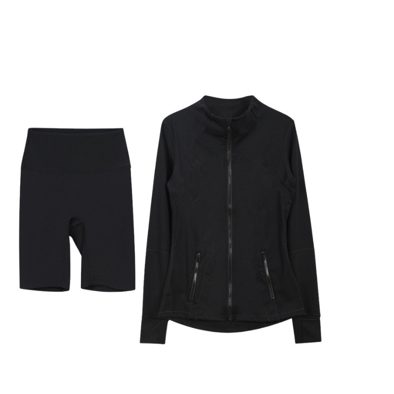 90 Women Yoga Outfit Shorts Jackets Suits Exercise Close-Fitting Fitness Wear Running Elastic Workout Sportswear Suits Short Tops