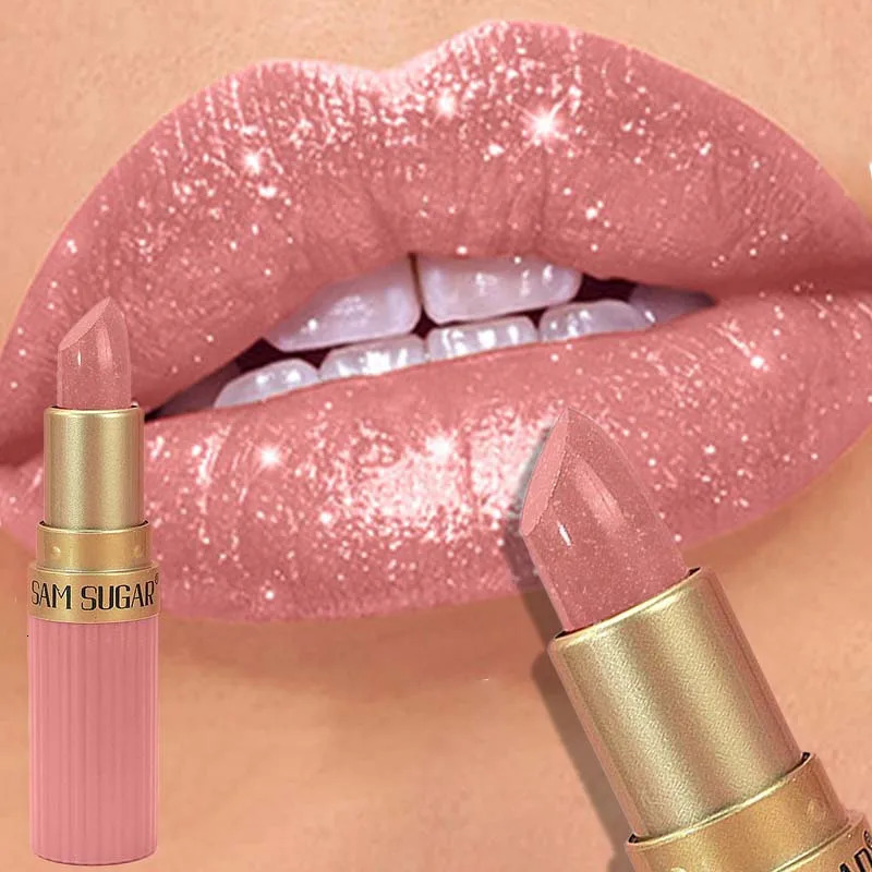 Diamond Glitter Lipstick Moisturizing Lasting Pink Sparkling Waterproof Lip Gloss Metallic Sexy Lipstick Lip Tint Lips Makeup 250716
