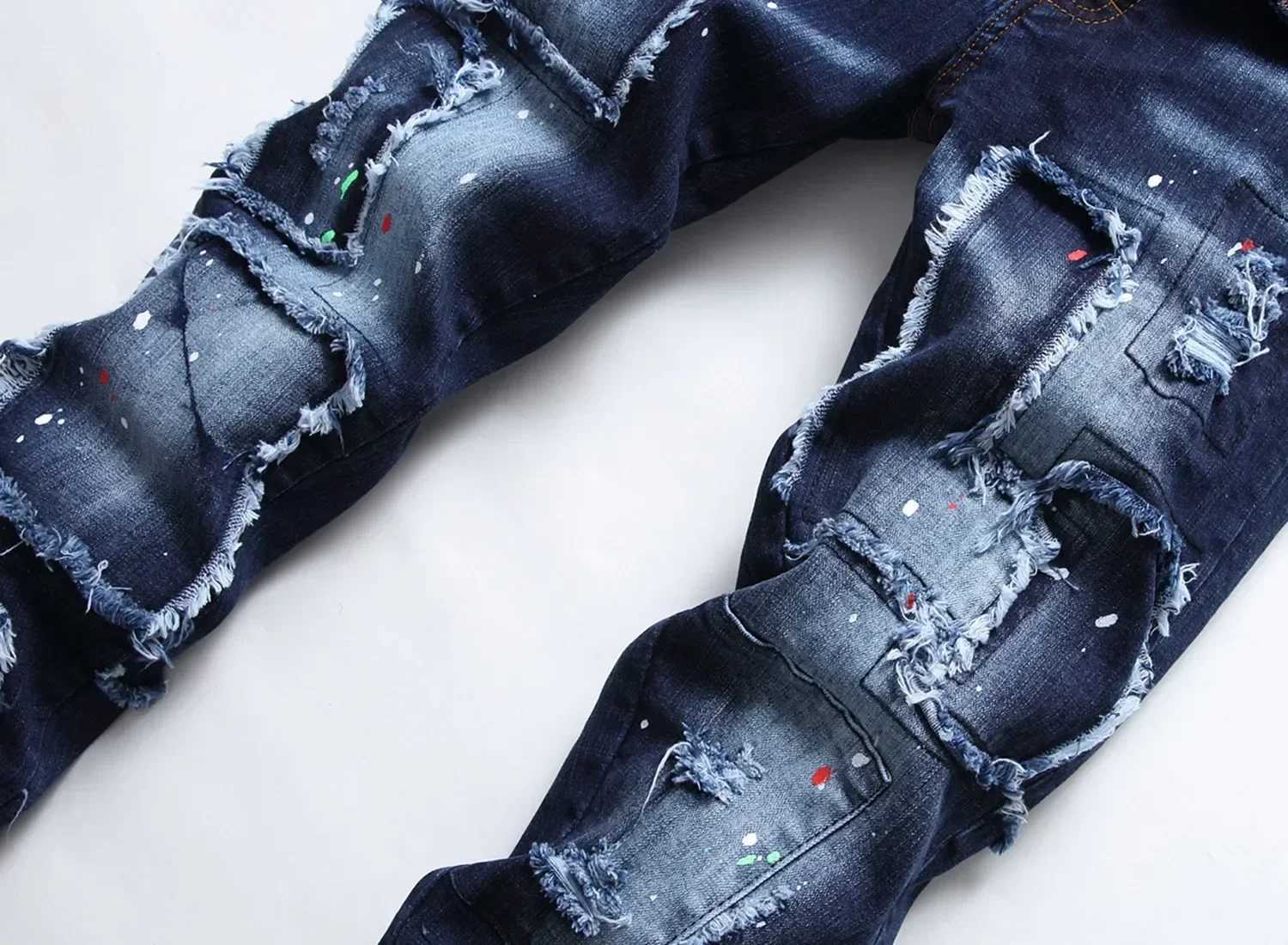 Mens Ripped Jeans Quality Male Classic Luxury Brand Blue Denim Pants Men Street Fashion Slim Fit Stretch Skinny Jeans Size 44-54 X250718