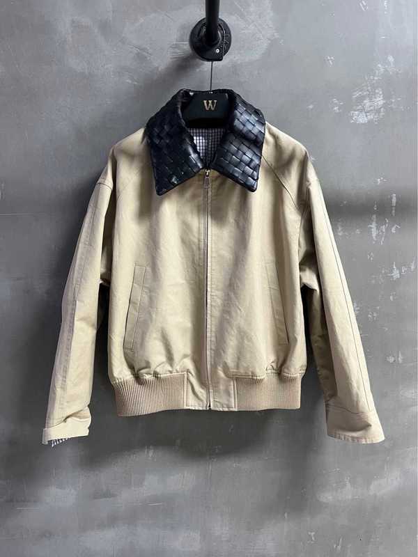 Men's Jackets Designer 25 Spring New Patchwork Genuine Leather Woven Lapel Loose Elegant Commuter Long Sleeve Color Block Baseball Jacket SVCC