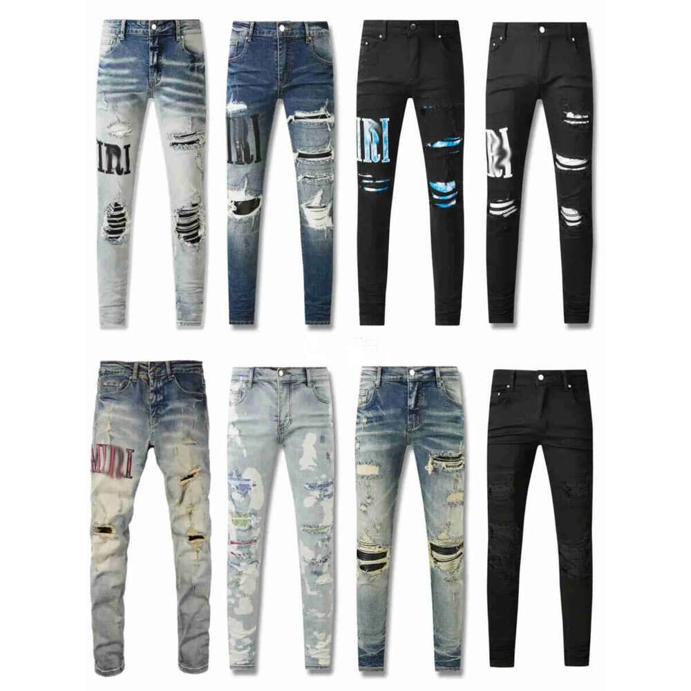 High quality jeans designer men jeans mens designer jean pants brand baggy womens retro casual hip hop streetwear designers joggers pant hole black skinny slim Jeans