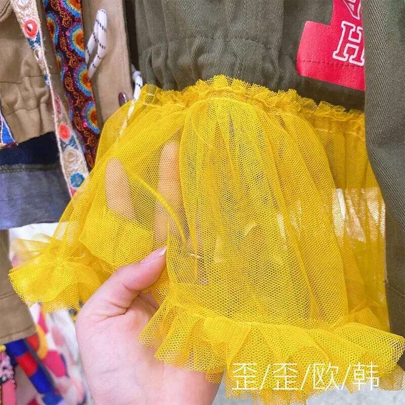 Women Floral Embroidery Sequined Trench Coats Mesh Spliced Ruffles Denim Jacket Hairballs Tassels Jeans Cardigan Streetwear Tops