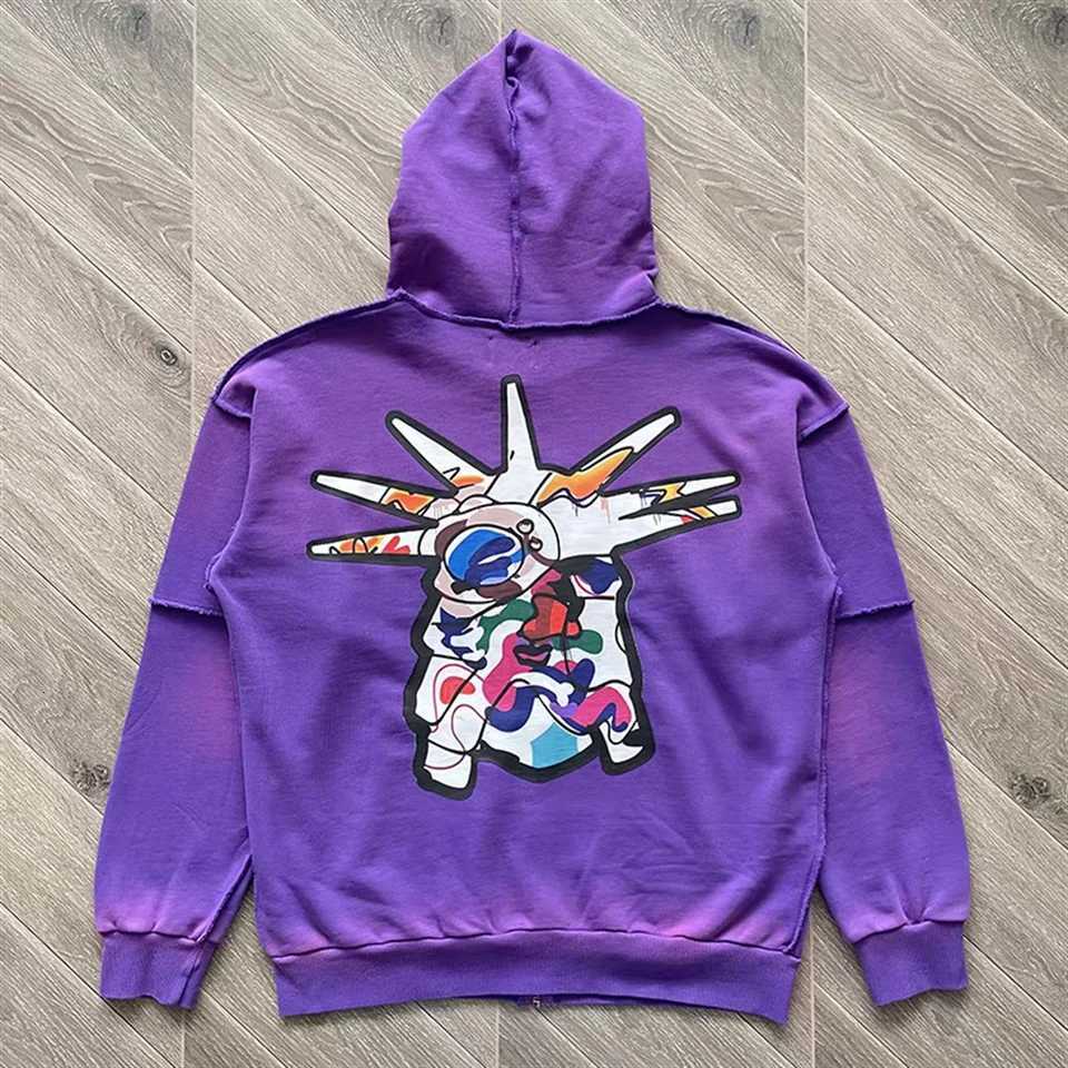 Washed Lost Intricacy Set With DIAMONDs Rhinestone Zip Up Hoodie Men Women 1 1 High Quality Streetwear Hooded X250718