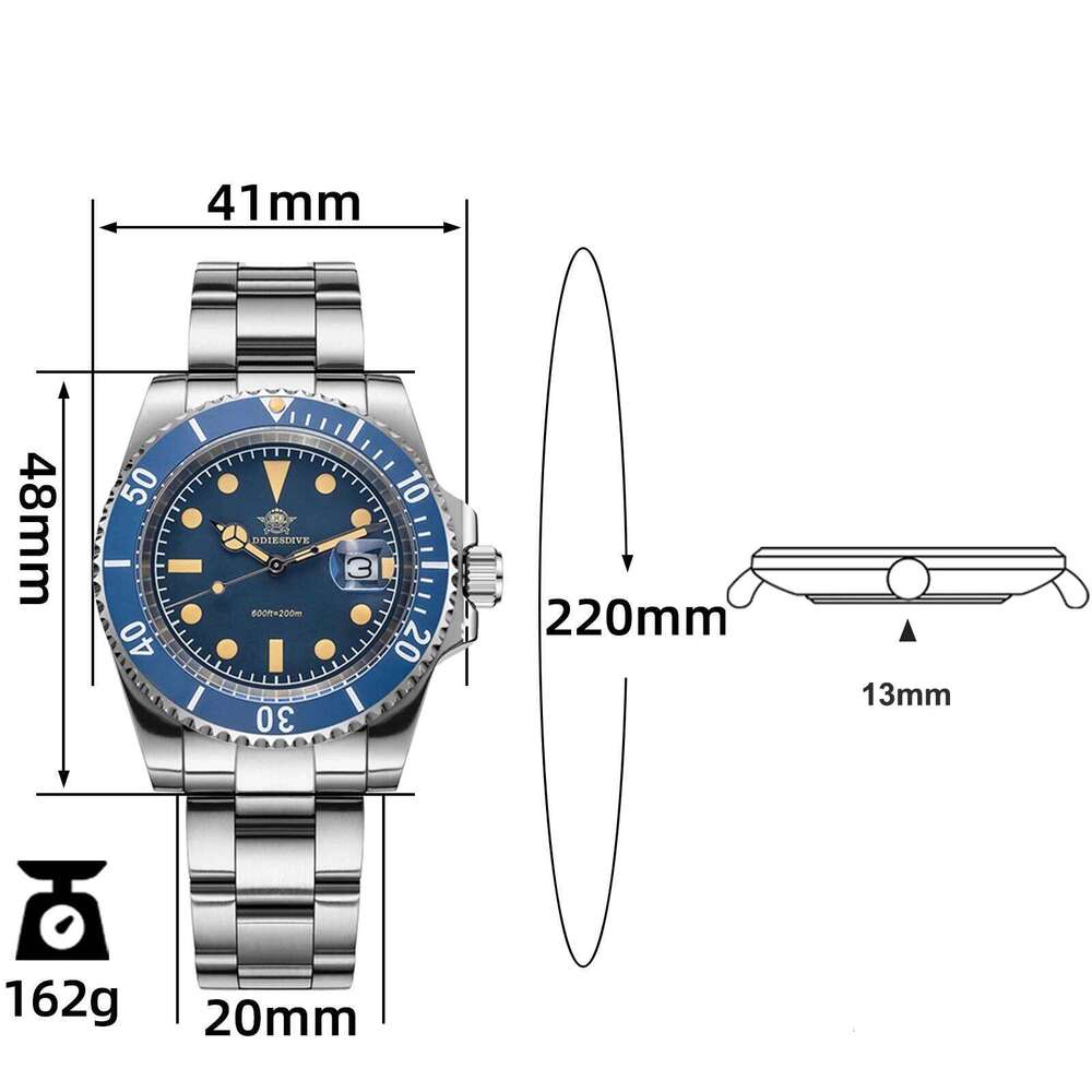 ADDIESDIVE Quartz Watch Display Calendar 41mm Fashion Watches Stainless Steel 20Bar Dive Super Luminous AD2054 WristWatch free shipping