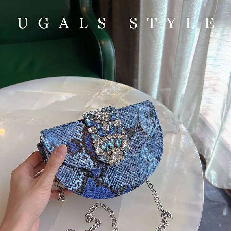 Designer Bags Bags For Women Silk Handbag Shiny Rhinestone Half Round Clutch Evening Bag Wedding Party Metal Ring Handle Purse Luxury Bag