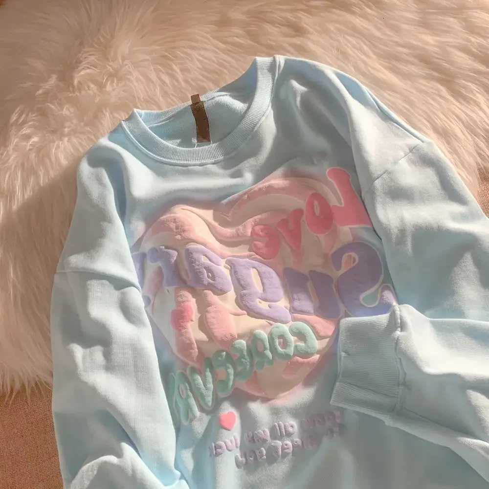 Oversized Crewneck Sweatshirt Women Spring Autumn New Thin Letter Print Hoodie Fe Korean Style Loose Chic Long Sweatshirt Tops XJ250717