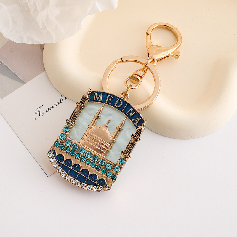 Diamond-in Yurt House Bag Charms Retro And Fashionable Metal Keychain Hanging Women's Bag Accessories