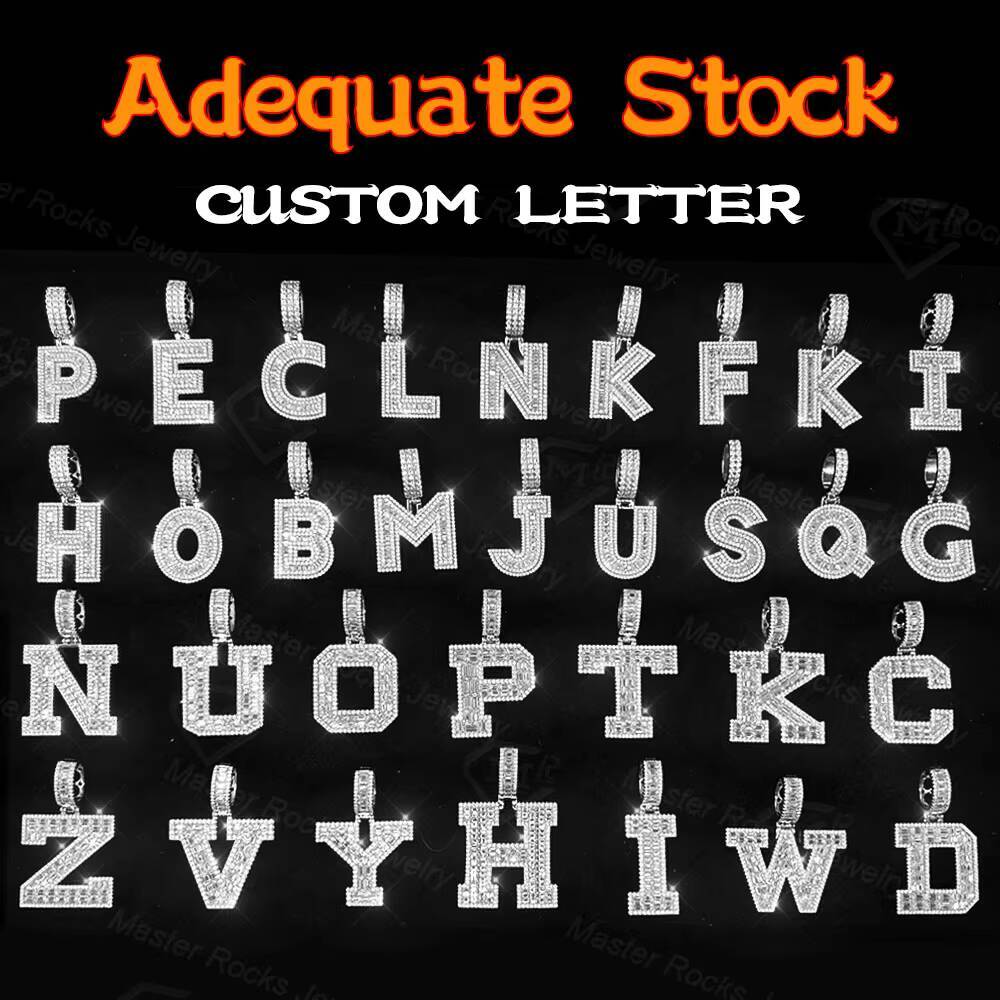 Hiphop Moissanite Letter Pendant Initial Necklace 925 Silver Jewelry VVS Diamond Custom Moissanite Pendant