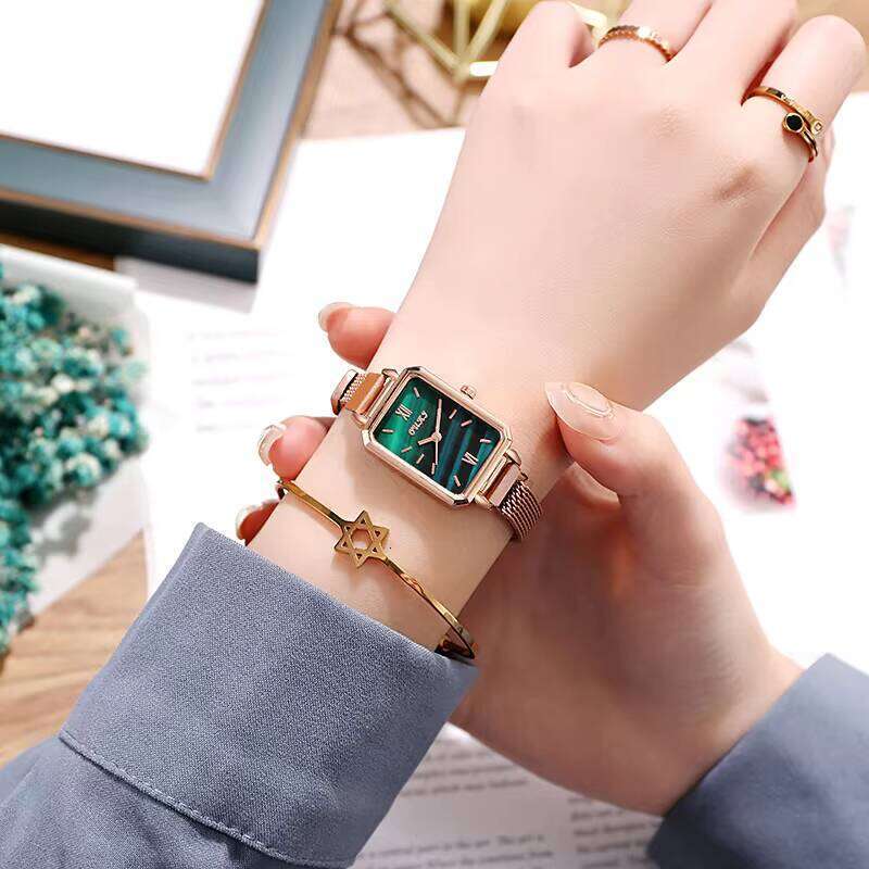 Vintage Magnetic Closure Watch - 14mm Retro Square Face Quartz Watch for Women | Minimalist Alloy Strap Dress Watch (6 Colors)