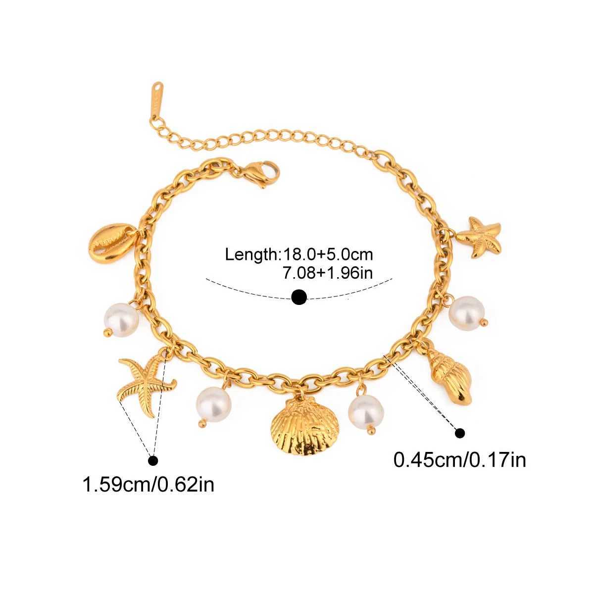 100 Ocean Style Summer Accessories Shell Pearl Shell Drop Chain Bracelet Bangle Stainless Steel High Quality Jewelry X250718