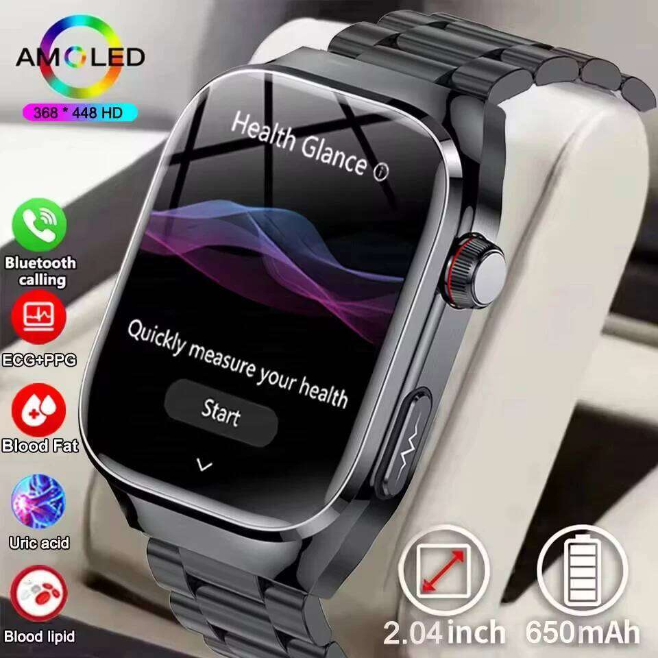 2025New Accurate Blood Fat Uric Acid Smart Watch Men Micro Physical Examination Five Organ HealthClock Bluetooth Call Smartwatch free shipping