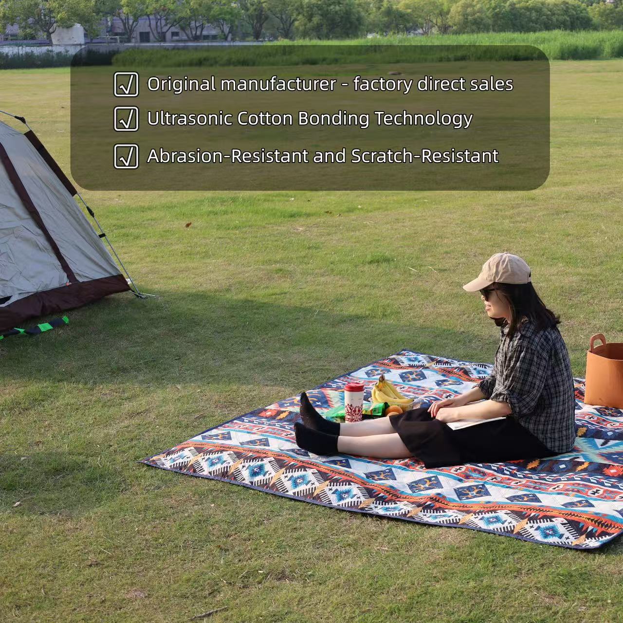 Outdoor moisture-proof MATS, thickened and enlarged picnic MATS, camping outdoor waterproof lawn tent MATS, portable MATS, exotic style