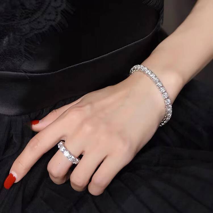 S925 Sterling Silver Mossanite Tennis Bracelet 2mm to 6.5mm Moissanite Tennis Chain for Women Men Jewelry