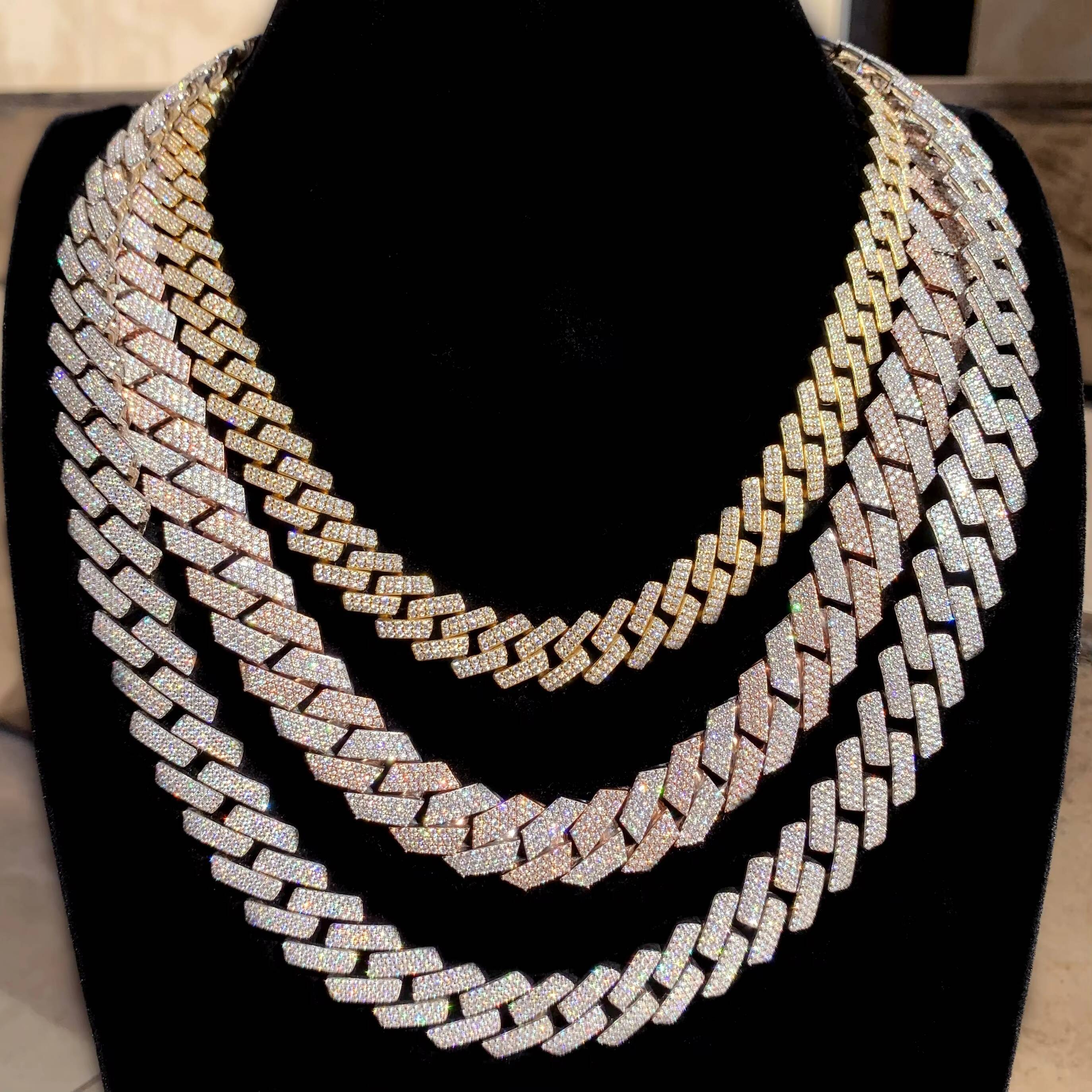 10MM 12MM Cuban Link Chain Hiphop 925 Silver Iced Out Cuban Necklace Vvs Moissanite Cuban Chain