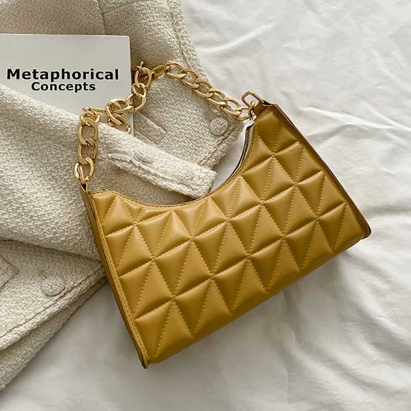 Fi Simple Underarm Shoulder Bags for Women Plaid PU Leather Armpit Handbags Purse Female New Design Pouch Hobo Bag XJ250718