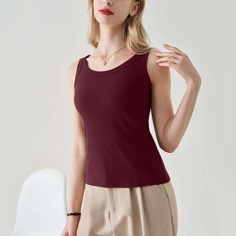 New Women's Sportswear Ribbed Commuter Style Slim Fit Pullover Top Artistic Vest B5