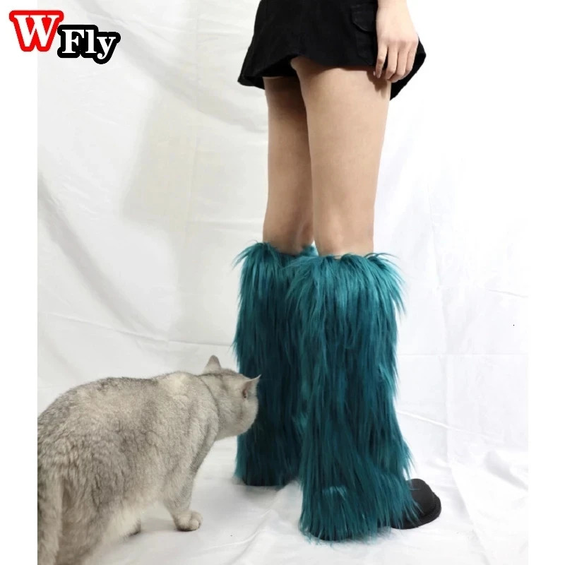 Women Girls Harajuku fur Winter furry Leg Warmer Lady Stockings Gothic Lolita cosplay sweet Lolita Warm Boots furry Leg warmers 250717