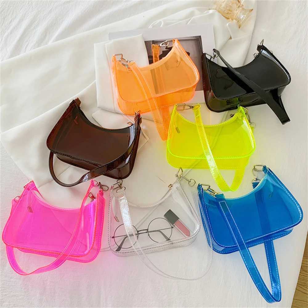 Fi Vintage Ladies Jelly Solid Color Clear Underarm Bag Casual Women Handbags Purse Mobile Phone Shoulder Bag Fival Gifts XJ250718