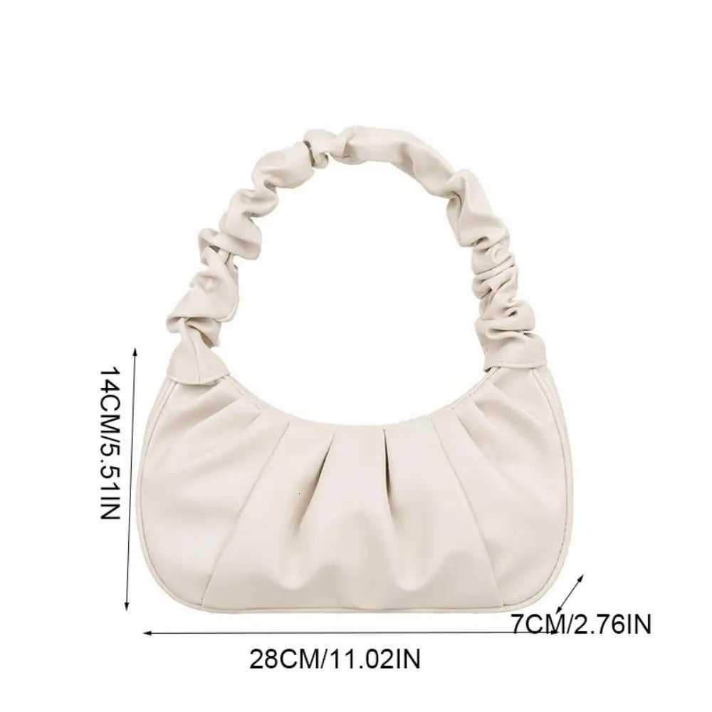 Korean Style Pleated Handbag Phe Bag Crescent Mo Cloud Bag Dumpling Bag Single Shoulder PU Leather Underarm Bag Ladies XJ250718