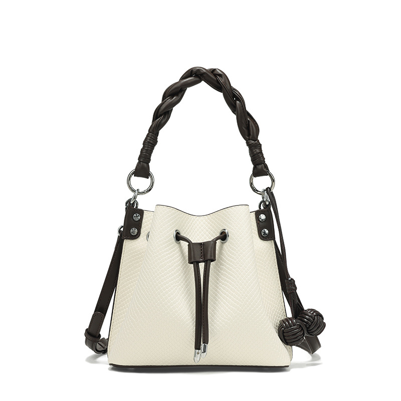 COCIO designer contrasting leather bucket bag womens fashionable armpit bag casual shoulder crossbody bag