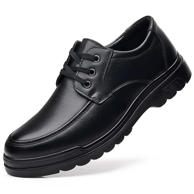 Cowhide Men Shoes Business Casual Leather Fashion Breathable British Lace Up Single Shoes 250717