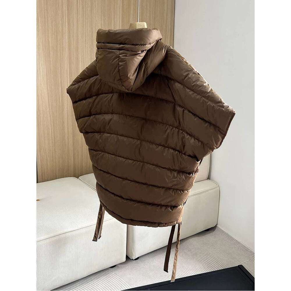 Schinteon Women 90% White Duck Down Irregular Vest With Hood Sleeveless Jacket Solid Fashionable Autumn Winter Top 2025 New MDNG