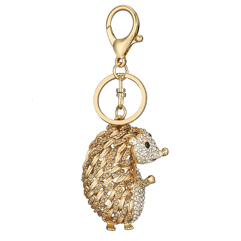 Rhinestone Hedgehog Bag Charms Cute Animal Metal Keychain Hanging Decoration Car Cute Pet Decoration