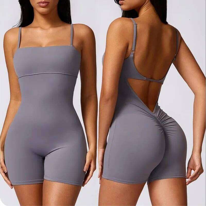 Cloud Rise Women SEXY V Back Yoga Jumpsuit Sports Backless One-Piece Gym Fiess Bodysuit Workout Suit Overall Sportswear