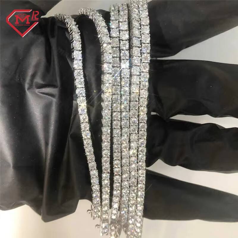 3mm Wholesale Tennis Chain Hip Hop Vvs Mossinate High Quality 925 Silver Iced Out Tennis Chain Moissanite