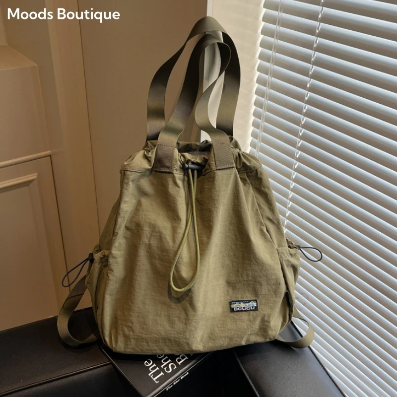 Multifunctional Fashion Backpacks For Women Nylon Large Capacity Shopper Shoulder Drawstring Bucket Travel Backpack 250703