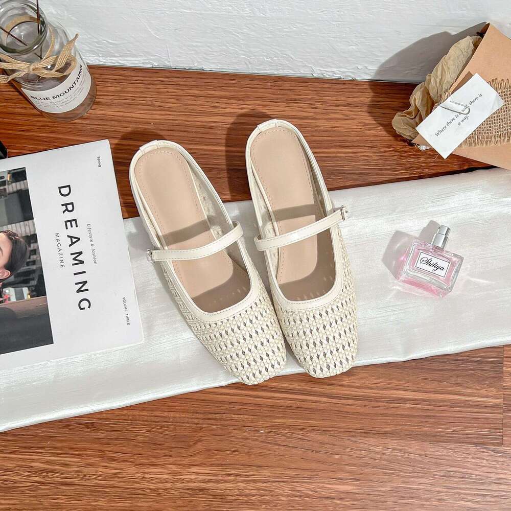 Designer Summer New Style Backless Woven 2025 French Light Luxury Single for Women Outdoor Wear High-end Feel Women's Shoes