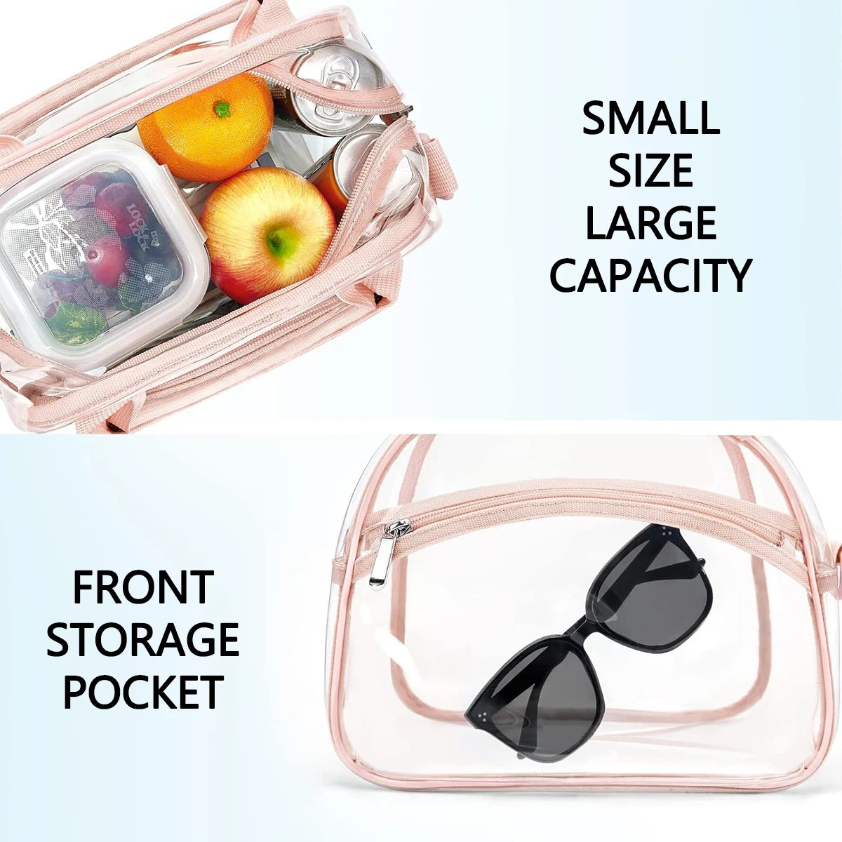 Transparent lunch bag transparent bag with adjustable shoulder straps transparent lunch bag for women and men-zmt 250714