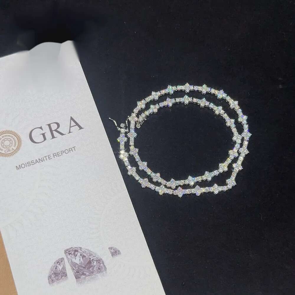 Designer 3mm New Style Hip Hop Moissanite Tennis Chain Bracelet Pass Dia Tester GRA Sier vvs tennis moissanite chain women&mens fashion cuban link nec
