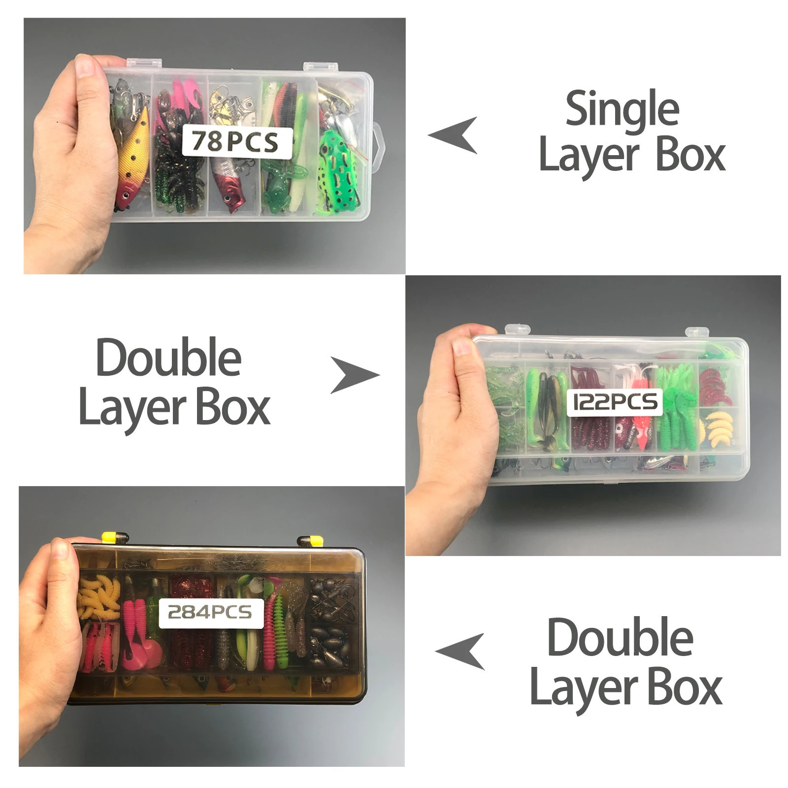 78122284pcs Fishing Lures Kit for Topwater Bait Rigs Tackle Bass Trout Salmon Accessories 250708