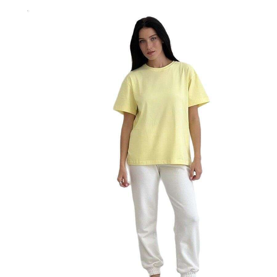 100% Crew Neck Solid Color Versatile T-Shirt For Women Spring Summer New Pure Cotton Short Sleeve Top B5