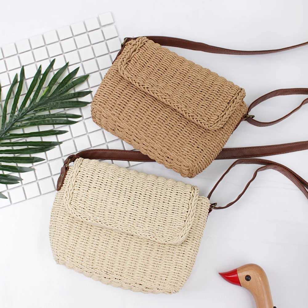 Stylish Summer Holiday Beach Crossbody Messenger Bag Raffia Straw Shoulder Bags Hand Knitting Handbags For Women Y250717
