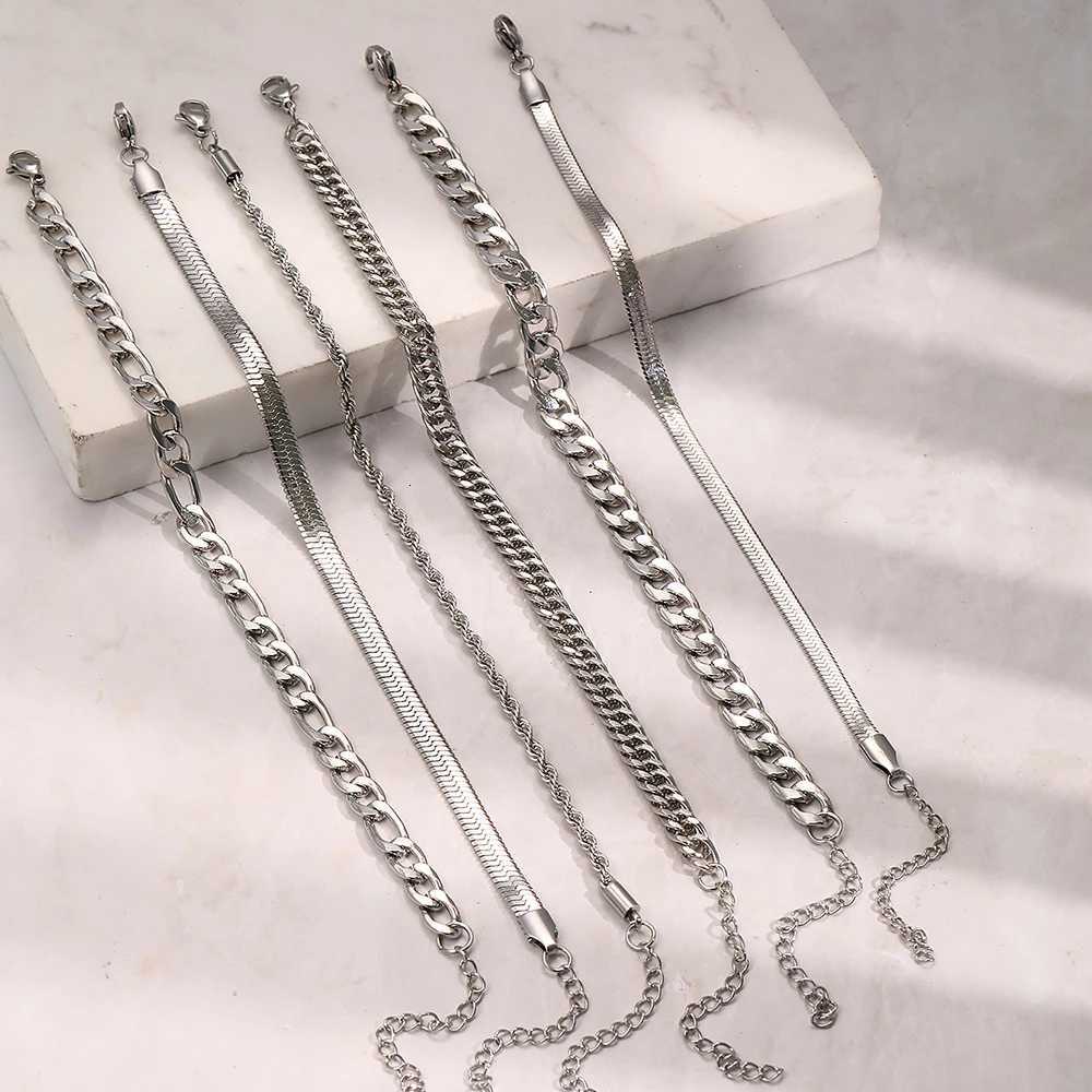 DOTIFI Stainless Steel Boho Chain Bracelets Set for Women Vintage Punk Gold Color Adjustable Cuban Link Bracelet Fashion Jewelry X2507181