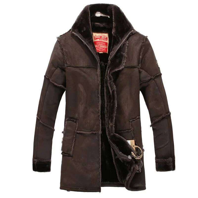 European Style Male Fashion Thick Warm Outwear Winter Men Faux Fur Coat Spliced Suede Leather Jacket Parkas Over Size